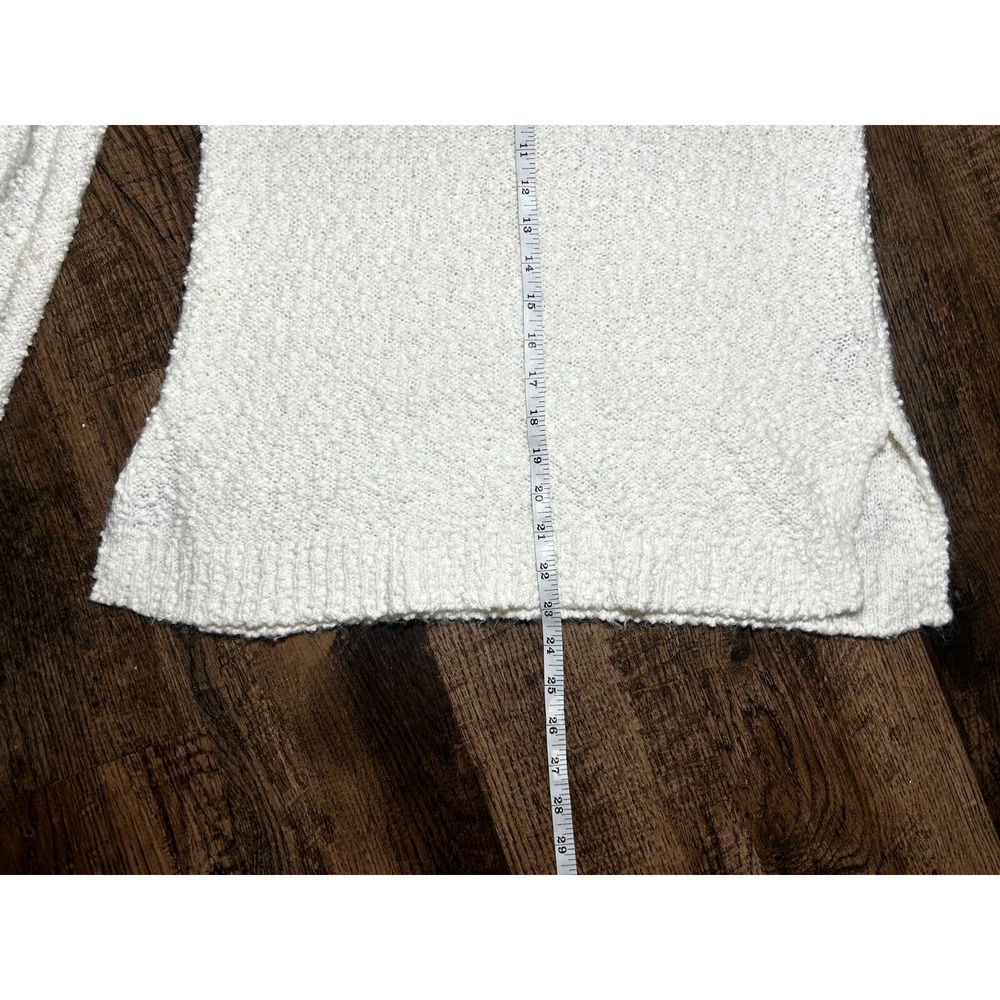 Marled REUNITED CLOTHING XS White Popcorn Knit Long Sleeve Slit Pullover - Picture 4 of 8